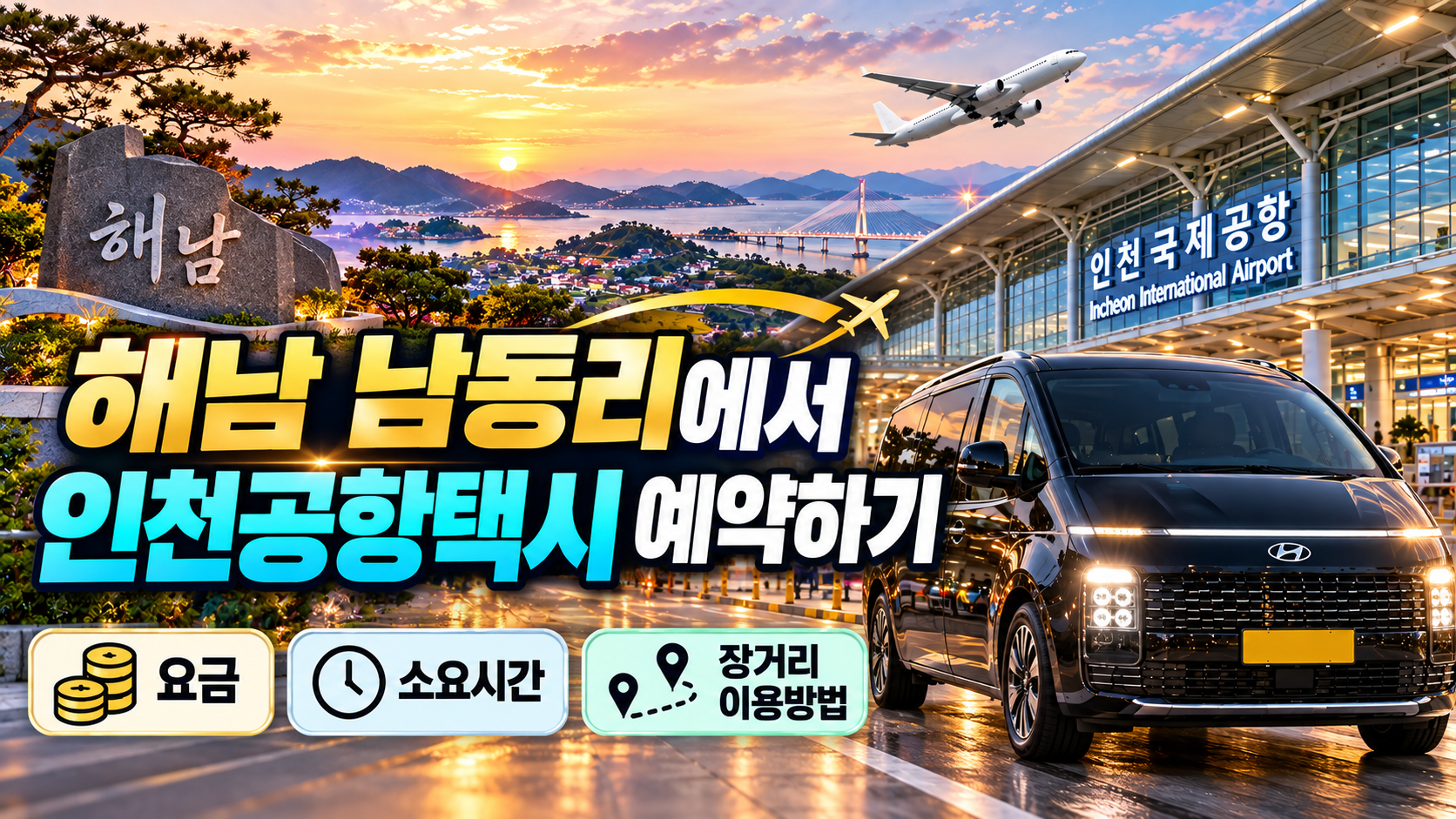 해남 남동리에서 인천공항택시 예약하기|요금·소요시간·장거리 이용방법
